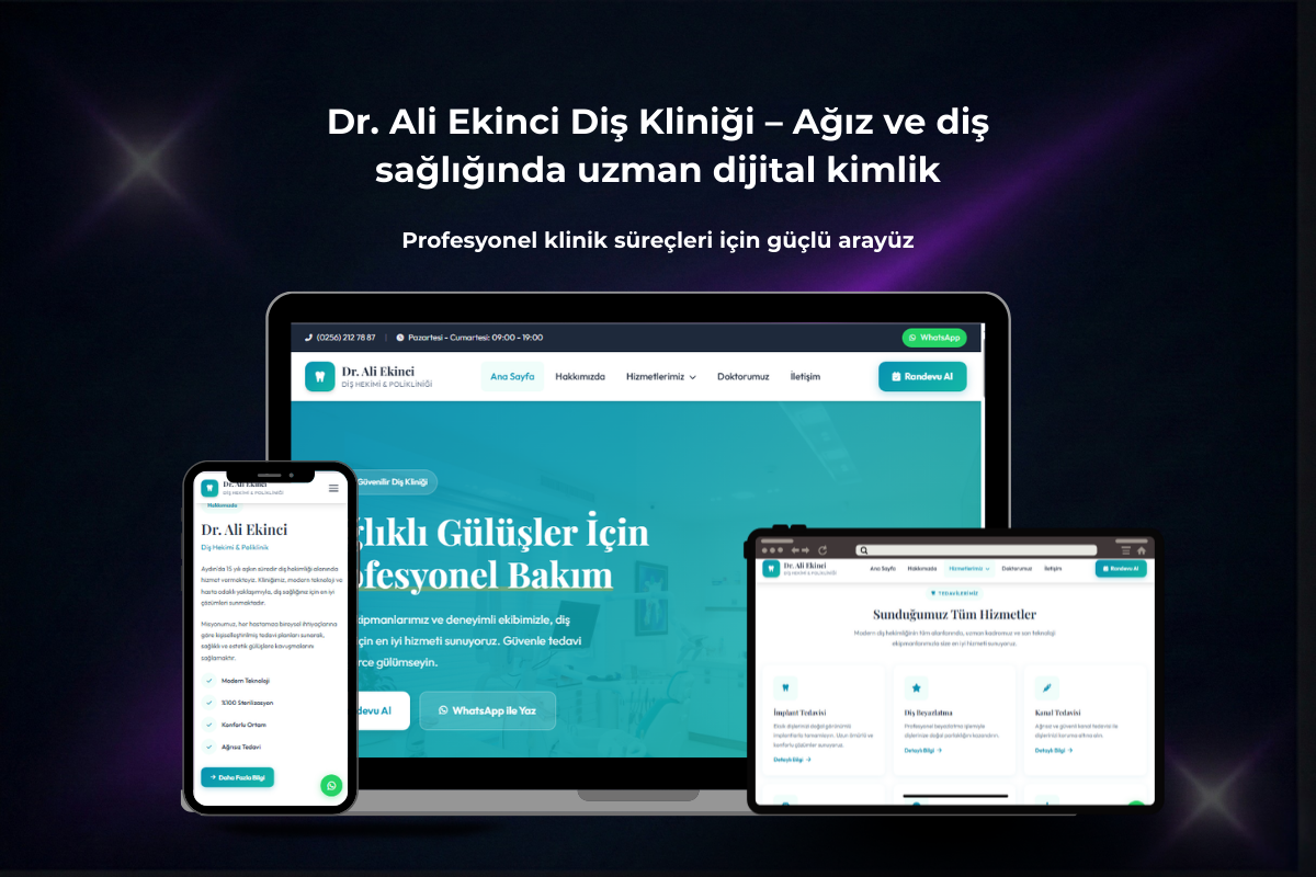 Dr. Ali Ekinci Diş Kliniği – Kurumsal Klinik Web Sitesi