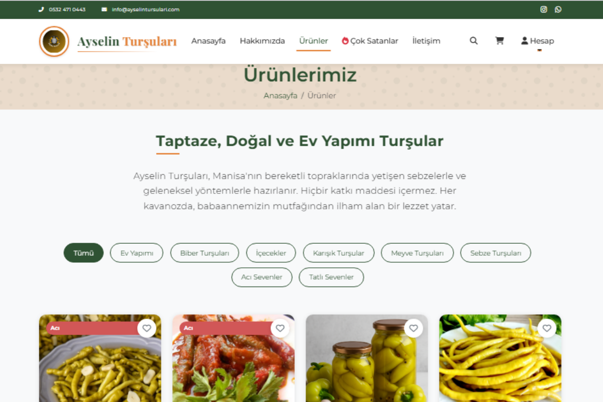 Ayselin Turşuları – E-Ticaret Web Sitesi - Görsel 2