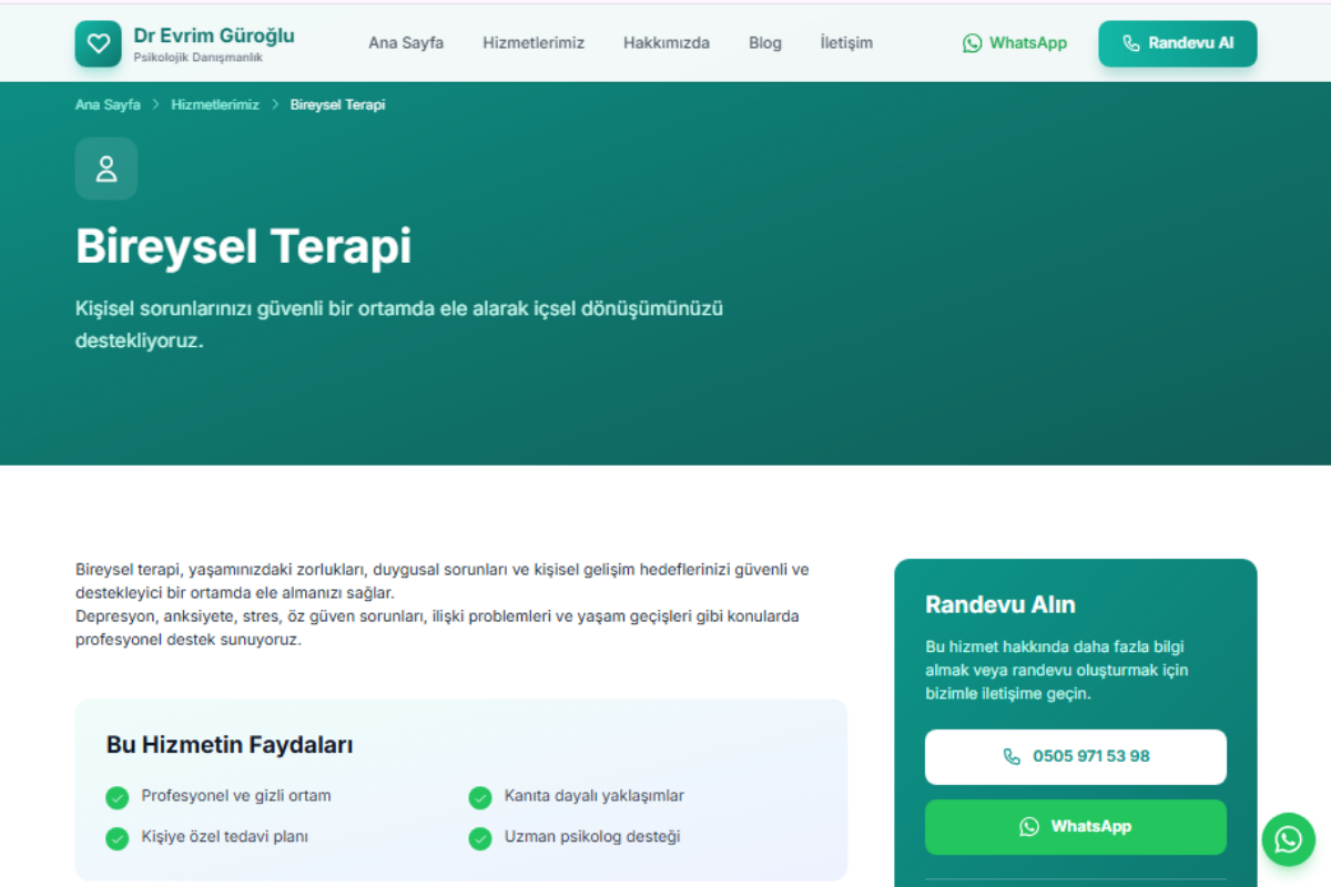 Dr. Evrim Güroğlu – Psikoloji Kliniği Web Sitesi - Görsel 5
