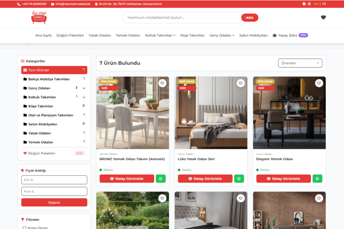 Reis Vital Möbel –  Mobilya Web Sitesi - Görsel 2